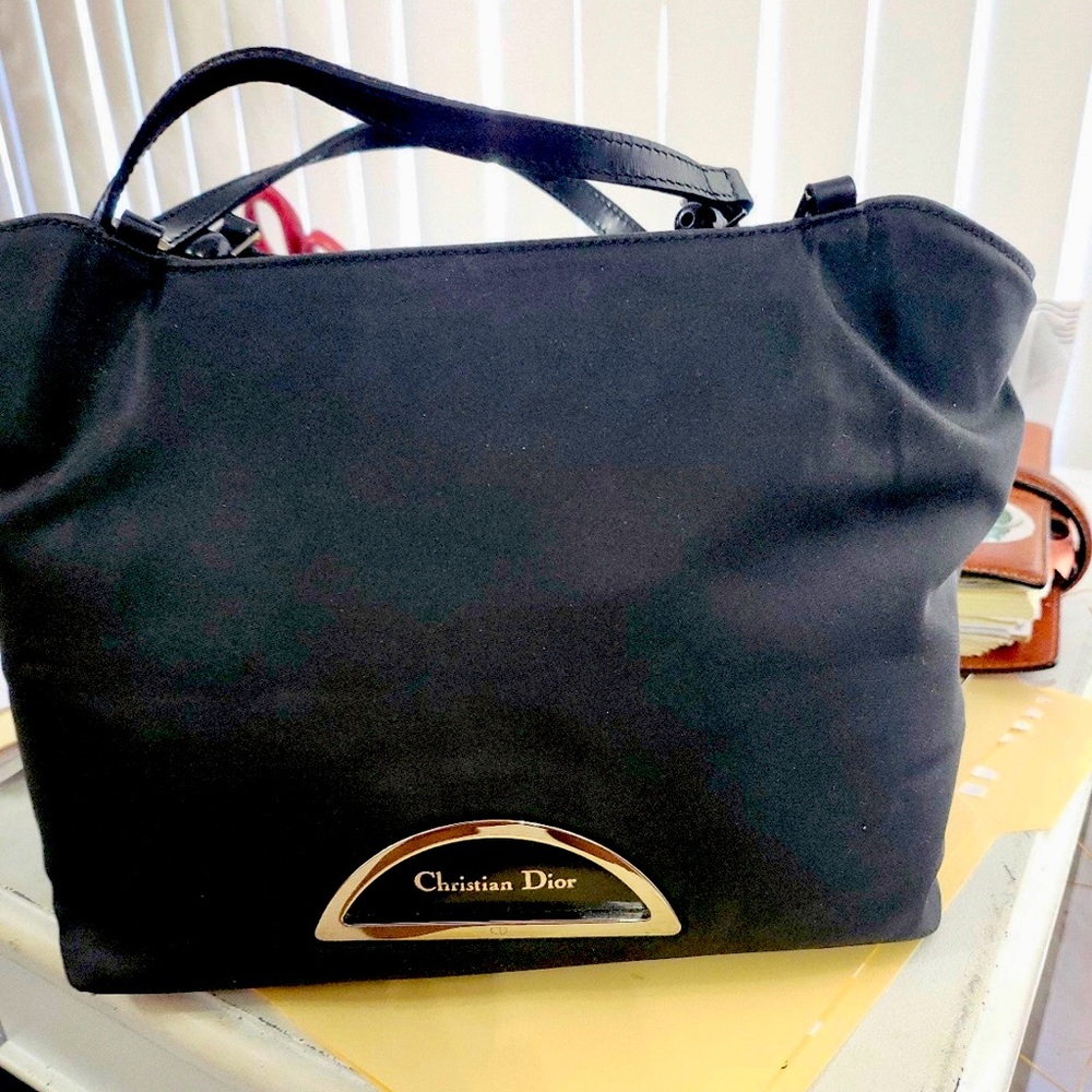 🚨SOLD!!!🚨 Auth Christian Dior Black Nylon Shoulder Bag/Leather Strap see cert